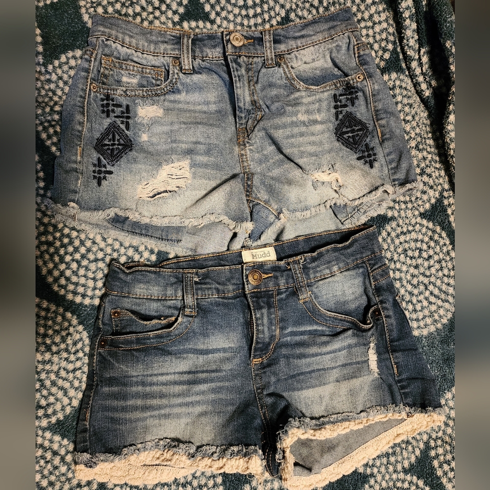 Two pairs of Mudd Jean shorts. Size Juniors 9. Short-shorts style